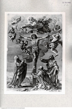 Vorderseite von Istituto Nazionale per la Grafica [http://creativecommons.org/publicdomain/mark/1.0/] Christus am Kreuz sein Blut vergießend, mit den Marien und Johannes, darüber Gottvater, der heilige Geist und Engel in den Wolken - , bh472879. Foto.