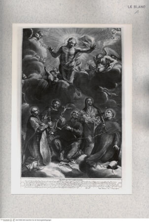 Vorderseite von Istituto Nazionale per la Grafica [http://creativecommons.org/publicdomain/mark/1.0/] Christus in einer Glorie, auf Wolken die 1672 kanonisierten Heiligen Kajetan Thiene, Franz Borgia, Philippus Benitius, Ludwig Bertrand und Rosa von Lima - , bh472886. Foto.