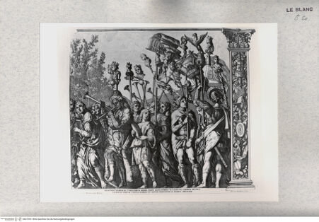 Vorderseite von Istituto Nazionale per la Grafica [http://creativecommons.org/publicdomain/mark/1.0/] Civilii Caesaris Dictatoris Triumphi ...Tafel 8: Musiker und Insignienträger - , bh472931. Foto.