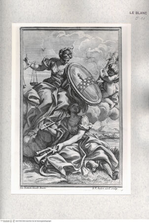 Vorderseite von Istituto Nazionale per la Grafica [http://creativecommons.org/publicdomain/mark/1.0/] Justitia und Poesia, im Hintergrund der speiende Vesuv(?) - , bh472965. Foto.