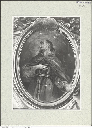 Vorderseite von Sopr. BAS ROMA [https://www.deutsche-digitale-bibliothek.de/content/lizenzen/rv-ez/] Zyklus von Ovalbildern mit Heiligenerster Zwickel rechts: Der heilige Paschalis Baylón - , bh473433_recto. Foto.