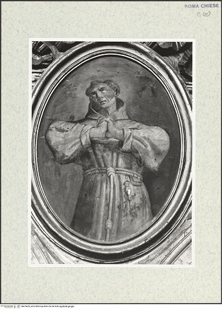 Vorderseite von Sopr. BAS ROMA [https://www.deutsche-digitale-bibliothek.de/content/lizenzen/rv-ez/] Zyklus von Ovalbildern mit Heiligendritter Zwickel rechts: Der selige Timotheos - , bh473435_recto. Foto.