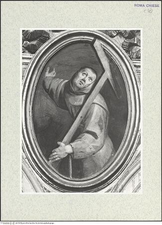 Vorderseite von Sopr. BAS ROMA [https://www.deutsche-digitale-bibliothek.de/content/lizenzen/rv-ez/] Zyklus von Ovalbildern mit Heiligenzehnter Zwickel rechts: Der heilige Bonaventura von Bagnoregio - , bh473438_recto. Foto.