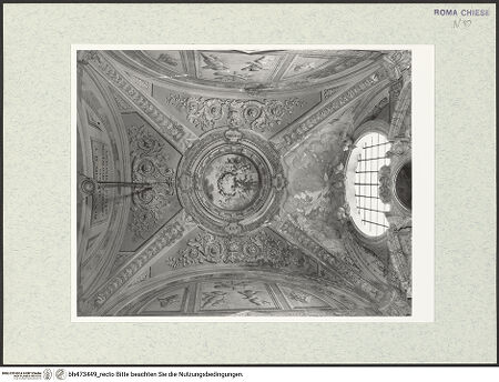 Vorderseite von Sopr. BAS ROMA [https://www.deutsche-digitale-bibliothek.de/content/lizenzen/rv-ez/] Santa Maria in AracoeliCappella di San Pasquale Baylon - Detail: Gewölbe, mit Stukkaturen von Francesco Cavallini, bh473449_recto. Foto.