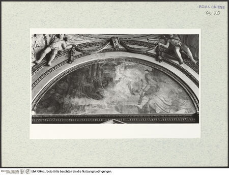 Vorderseite von Sopr. BAS ROMA [https://www.deutsche-digitale-bibliothek.de/content/lizenzen/rv-ez/] Predigt des heiligen Paulus (Tim 2,8-11)? - vor der Restaurierung, bh473463_recto. Foto.