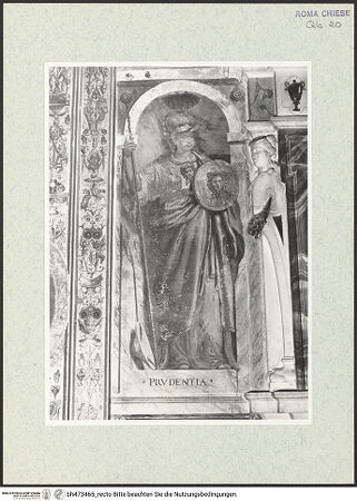 Vorderseite von Sopr. BAS ROMA [https://www.deutsche-digitale-bibliothek.de/content/lizenzen/rv-ez/] Prudentia - vor der Restaurierung, bh473465_recto. Foto.