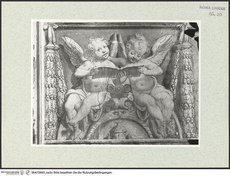 Vorderseite von Sopr. BAS ROMA [https://www.deutsche-digitale-bibliothek.de/content/lizenzen/rv-ez/] Singendes Engelspaar - nach der Restaurierung anfangs der 1980er Jahre, bh473469_recto. Foto.