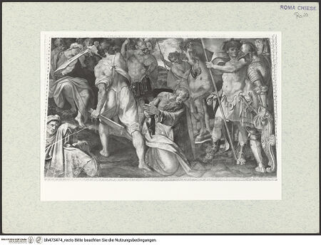 Vorderseite von Sopr. BAS ROMA [https://www.deutsche-digitale-bibliothek.de/content/lizenzen/rv-ez/] Martyrium des heiligen Paulus - , bh473474_recto. Foto.