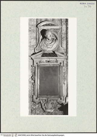 Vorderseite von Sopr. BAS ROMA [https://www.deutsche-digitale-bibliothek.de/content/lizenzen/rv-ez/] Grabmal von Antonio Albertoni - , bh473500_recto. Foto.