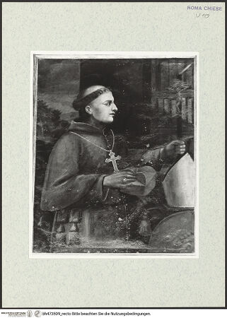 Vorderseite von Sopr. BAS ROMA [https://www.deutsche-digitale-bibliothek.de/content/lizenzen/rv-ez/] Der heilige Bonaventura von Bagnoregio - , bh473509_recto. Foto.