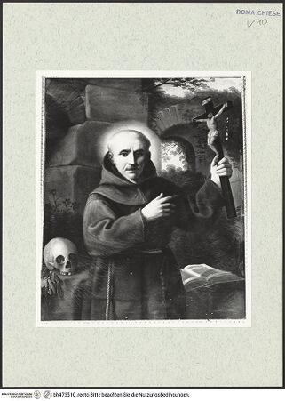 Vorderseite von Sopr. BAS ROMA [https://www.deutsche-digitale-bibliothek.de/content/lizenzen/rv-ez/] Der heilige Leonardo in seiner Klause - , bh473510_recto. Foto.