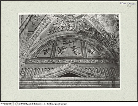 Vorderseite von Sopr. BAS ROMA [https://www.deutsche-digitale-bibliothek.de/content/lizenzen/rv-ez/] Wappen des Franziskanerordens - Lünette, bh473513_recto. Foto.