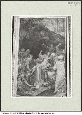 Vorderseite von Sopr. BAS ROMA [https://www.deutsche-digitale-bibliothek.de/content/lizenzen/rv-ez/] Passionszyklusrechte Wand: Grablegung - , bh473524_recto. Foto.