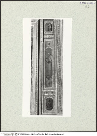 Vorderseite von Sopr. BAS ROMA [https://www.deutsche-digitale-bibliothek.de/content/lizenzen/rv-ez/] PassionszyklusPfeiler, mittleres Bildfeld: Der heilige Bernhardin von Siena und zwei Personifikationen - oben Personifikation der Abstinentia, unten der Patientia, bh473529_recto. Foto.