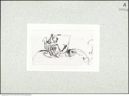 Vorderseite von Museum der bildenden Künste Leipzig [https://rightsstatements.org/page/CNE/1.0/] Studie für den schreibenden Tod am Grabmal Urbans VIII. - , bh473723_recto. Foto.