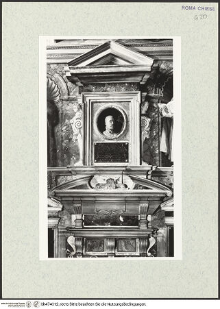 Vorderseite von Sopr. BAS ROMA [https://www.deutsche-digitale-bibliothek.de/content/lizenzen/rv-ez/] Grabmal von Gentile Delfini - , bh474012_recto. Foto.