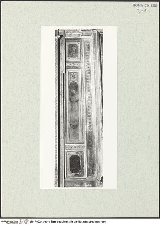 Vorderseite von Sopr. BAS ROMA [https://www.deutsche-digitale-bibliothek.de/content/lizenzen/rv-ez/] PassionszyklusPfeiler, mittleres Bildfeld: Der heilige Johannes von Capestrano und zwei Personifikationen - Bildfeld oben mit Personifikation der Caritas, unten der Pazienza, bh474024_recto. Foto.