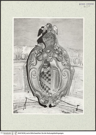 Vorderseite von Sopr. BAS ROMA [https://www.deutsche-digitale-bibliothek.de/content/lizenzen/rv-ez/] Wappen der Familie Colonna-Mattei - , bh474030_recto. Foto.