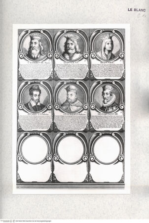 Vorderseite von Istituto Nazionale per la Grafica [http://creativecommons.org/publicdomain/mark/1.0/] Series Chronologica Ducum Et Regum Polonorum A Lacho I. Ad Augustum II. (49 Bildnisse und ein Wappen); 8 TeilfotosDetail Mitte unten links mit 6 Medaillonbildnissen - , bh474042. Foto.