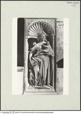 Vorderseite von Vasari [https://www.deutsche-digitale-bibliothek.de/content/lizenzen/rv-ez/] Grabmal des Kardinals Ludovico Podocatharo (+1504)Rechte untere Muschelnische: Caritas - , bh474131_recto. Foto.