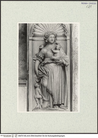 Vorderseite von Courtauld Institute, Conway Library [https://www.deutsche-digitale-bibliothek.de/content/lizenzen/rv-ez/] Grabmal des Kardinals Ludovico Podocatharo (+1504)Rechte untere Muschelnische: Caritas - , bh474148_recto. Foto.