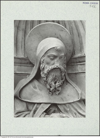 Vorderseite von Vasari [https://www.deutsche-digitale-bibliothek.de/content/lizenzen/rv-ez/] Ehemaliger HochaltarLinke obere Muschelnische: Hieronymusstatue - Kopf, bh474160_recto. Foto.