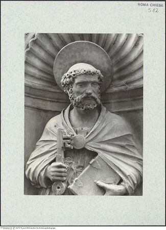 Vorderseite von Vasari [https://www.deutsche-digitale-bibliothek.de/content/lizenzen/rv-ez/] Ehemaliger HochaltarLinke untere Muschelnische: Petrusstatue - Oberkörper, bh474176_recto. Foto.