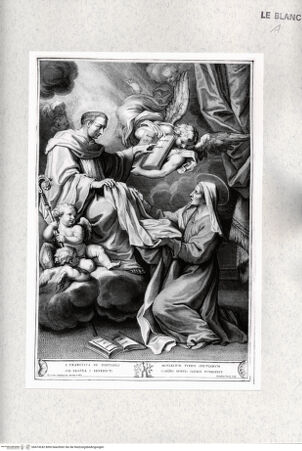 Vorderseite von Istituto Nazionale per la Grafica [http://creativecommons.org/publicdomain/mark/1.0/] Die heilige Franziska Romana erhält vom heiligen Benedikt das Ordensgewand - , bh474242. Foto.