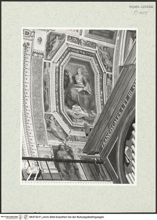 Vorderseite von Sopr. BAS ROMA [https://www.deutsche-digitale-bibliothek.de/content/lizenzen/rv-ez/] Gewölbeausmalunglinke Seite, erstes Bildfeld: Der Evangelist Johannes mit dem Adler - , bh474311_recto. Foto.