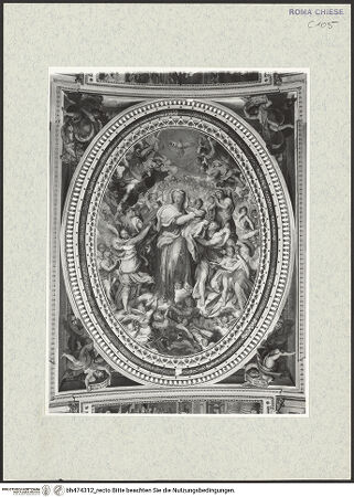 Vorderseite von Sopr. BAS ROMA [https://www.deutsche-digitale-bibliothek.de/content/lizenzen/rv-ez/] GewölbeausmalungMittelfeld: Maria mit Kind in der Engelsglorie - , bh474312_recto. Foto.
