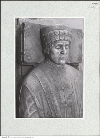 Vorderseite von Bibliotheca Hertziana [https://www.deutsche-digitale-bibliothek.de/content/lizenzen/rv-fz/] Grabmal des Antonio d'Alessandro und der Maddalena Riccio - Kopf von Antonio d'Alessandro, bh474342_recto. Foto.