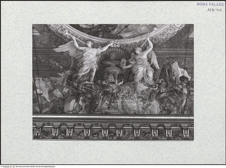 Vorderseite von Bibliotheca Hertziana [https://www.deutsche-digitale-bibliothek.de/content/lizenzen/rv-fz/] Deckengemälde: Szenen aus dem Leben des Marcantonio II. Colonna - Detail, östliches Drittel der Südseite, bh474403_recto. Foto.