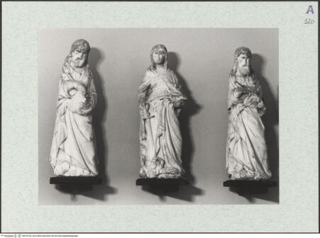 Vorderseite von Bibliotheca Hertziana [https://www.deutsche-digitale-bibliothek.de/content/lizenzen/rv-ez/] Christus, die Apostel und Tugenden - Ecclesia oder Fides (?) zwischen zweie Aposteln, bh474724_recto. Foto.