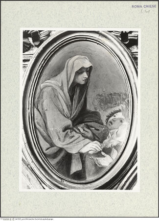 Vorderseite von Sopr. BAS ROMA [https://www.deutsche-digitale-bibliothek.de/content/lizenzen/rv-ez/] Zyklus von Ovalbildern mit Heiligenzehnter Zwickel links: Die selige Ludovica von Sabaudia - , bh475301_recto. Foto.