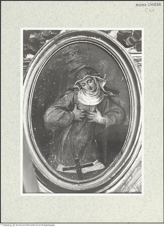 Vorderseite von Sopr. BAS ROMA [https://www.deutsche-digitale-bibliothek.de/content/lizenzen/rv-ez/] Zyklus von Ovalbildern mit Heiligenerster Zwickel links: Die selige Salomea Regina Aliacensi - , bh475303_recto. Foto.