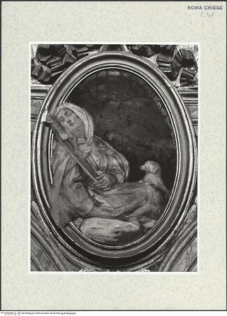 Vorderseite von Sopr. BAS ROMA [https://www.deutsche-digitale-bibliothek.de/content/lizenzen/rv-ez/] Zyklus von Ovalbildern mit Heiligenfünfter Zwickel links: Die heilige Margarethe von Cortona - , bh475304_recto. Foto.
