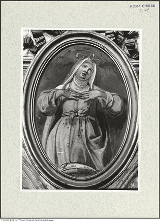 Vorderseite von Sopr. BAS ROMA [https://www.deutsche-digitale-bibliothek.de/content/lizenzen/rv-ez/] Zyklus von Ovalbildern mit Heiligensiebter Zwickel links: Die heilige Elisabeth von Ungarn - , bh475306_recto. Foto.