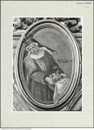 Vorderseite von Sopr. BAS ROMA [https://www.deutsche-digitale-bibliothek.de/content/lizenzen/rv-ez/] Zyklus von Ovalbildern mit Heiligenneunter Zwickel links: Die selige Paola Gambara Costa - , bh475308_recto. Foto.