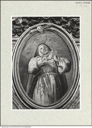 Vorderseite von Sopr. BAS ROMA [https://www.deutsche-digitale-bibliothek.de/content/lizenzen/rv-ez/] Zyklus von Ovalbildern mit Heiligenzweiter Zwickel links: Die selige Humiliana de' Cerchi - , bh475309_recto. Foto.