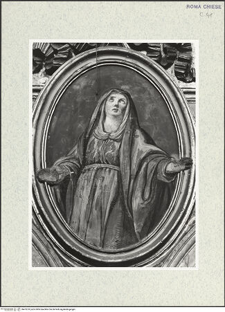 Vorderseite von Sopr. BAS ROMA [https://www.deutsche-digitale-bibliothek.de/content/lizenzen/rv-ez/] Zyklus von Ovalbildern mit Heiligenvierter Zwickel links: Die selige Ludovica Albertoni - , bh475310_recto. Foto.