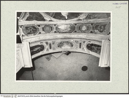 Vorderseite von Sopr. BAS ROMA [https://www.deutsche-digitale-bibliothek.de/content/lizenzen/rv-ez/] Santa Maria in Aracoeli - 2. Kapelle rechts (della Pietà), Kapelleneingang, Bogenunterzüge mit Fresken von Pomarancio, 1588/1590, bh475316_recto. Foto.