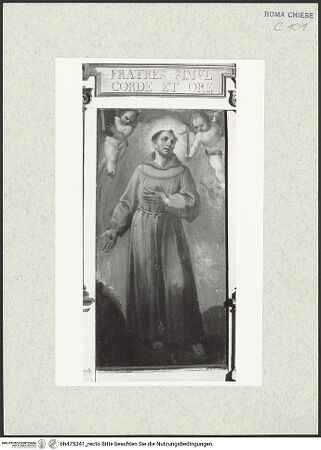 Vorderseite von Sopr. BAS ROMA [https://www.deutsche-digitale-bibliothek.de/content/lizenzen/rv-ez/] Der heilige Franziskus - , bh475341_recto. Foto.