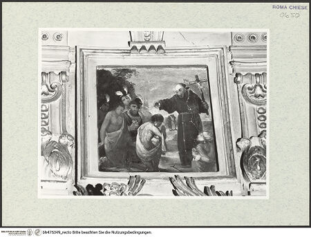 Vorderseite von Sopr. BAS ROMA [https://www.deutsche-digitale-bibliothek.de/content/lizenzen/rv-ez/] Der heilige Francesco Solano bekehrt die Indios - , bh475349_recto. Foto.