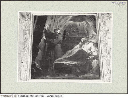 Vorderseite von Sopr. BAS ROMA [https://www.deutsche-digitale-bibliothek.de/content/lizenzen/rv-ez/] Traum von Papst Innozenz III. - , bh475363_recto. Foto.