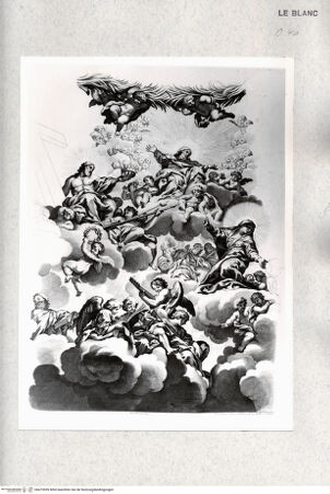 Vorderseite von Istituto Nazionale per la Grafica [http://creativecommons.org/publicdomain/mark/1.0/] S. Agnese, Rom, Kuppelfresko: Glorie des ParadiesesTafel 2: Detail mit Gottvater, Christus und Maria - , bh475559. Foto.