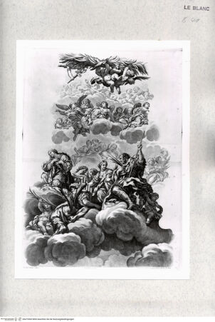 Vorderseite von Bibliothèque Nationale [http://creativecommons.org/publicdomain/mark/1.0/] Sant'Agnese, Rom, Kuppelfresko: Glorie des ParadiesesTafel 3: Detail mit der heiligen Cäcilie, dem heiligen Valerianus und der heiligen Agnes - , bh475560. Foto.