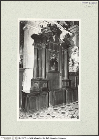 Vorderseite von Sopr. BAS ROMA [https://www.deutsche-digitale-bibliothek.de/content/lizenzen/rv-ez/] Altar - mit einem Tafelbild der Maria Immaculata, 18. Jh., bh475719_recto. Foto.