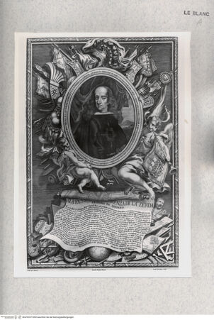 Vorderseite von Istituto Nazionale per la Grafica [http://creativecommons.org/publicdomain/mark/1.0/] Bildnis des Gaspar de Haroy Gusman, Trophäen und Widmung an Lorenza de la Zerda, Prinzessin von Paliano? - , bh476397. Foto.