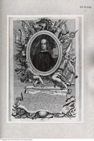 Vorderseite von Istituto Nazionale per la Grafica [http://creativecommons.org/publicdomain/mark/1.0/] Bildnis des Gaspar de Haroy Gusman, Trophäen, und Widmung an Lorenza de la Zerda, Prinzessin von Paliano? - , bh476398. Foto.