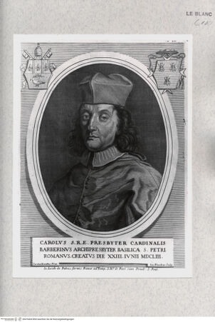 Vorderseite von Istituto Nazionale per la Grafica [http://creativecommons.org/publicdomain/mark/1.0/] Bildnis des Kardinals Carlo Barberini - , bh476404. Foto.